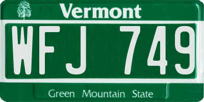 VT license plate WFJ749