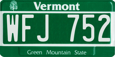 VT license plate WFJ752
