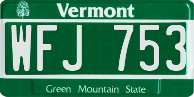 VT license plate WFJ753