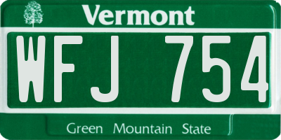 VT license plate WFJ754