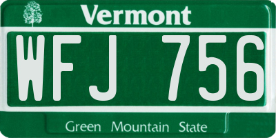 VT license plate WFJ756