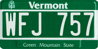 VT license plate WFJ757