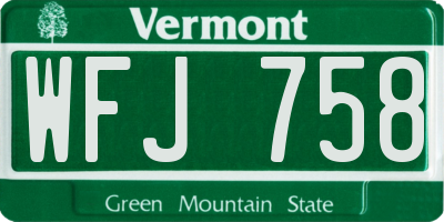 VT license plate WFJ758