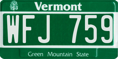 VT license plate WFJ759