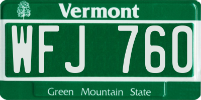 VT license plate WFJ760