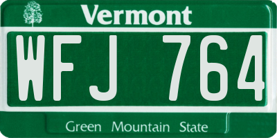 VT license plate WFJ764