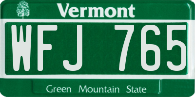 VT license plate WFJ765
