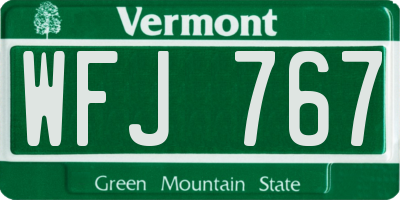 VT license plate WFJ767
