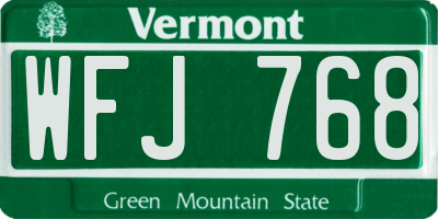 VT license plate WFJ768