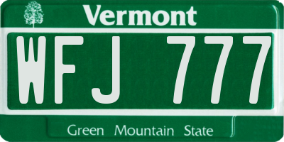 VT license plate WFJ777