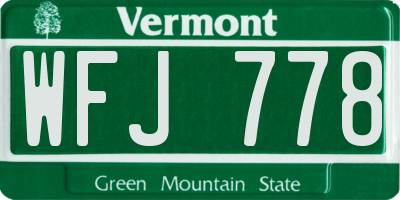 VT license plate WFJ778