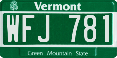 VT license plate WFJ781