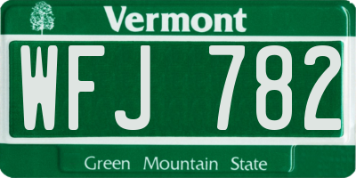 VT license plate WFJ782