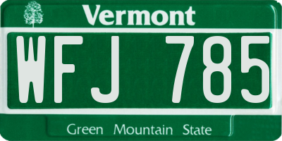 VT license plate WFJ785