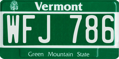 VT license plate WFJ786