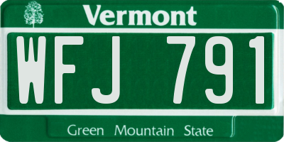 VT license plate WFJ791