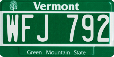 VT license plate WFJ792