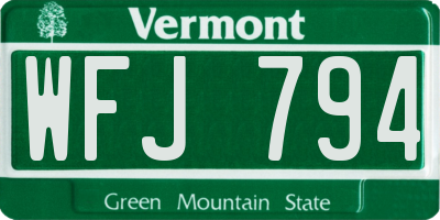 VT license plate WFJ794