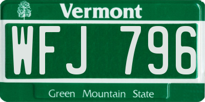 VT license plate WFJ796