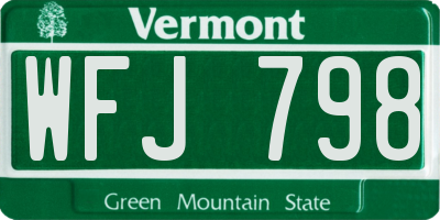 VT license plate WFJ798