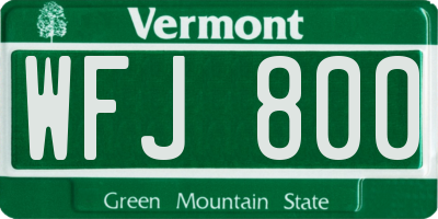 VT license plate WFJ800