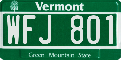 VT license plate WFJ801