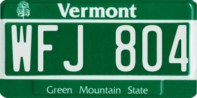 VT license plate WFJ804