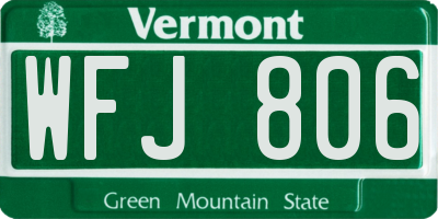 VT license plate WFJ806