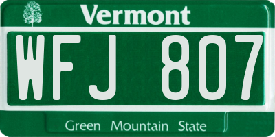 VT license plate WFJ807