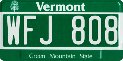 VT license plate WFJ808