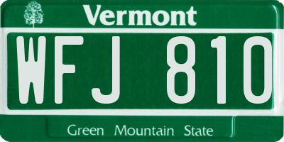 VT license plate WFJ810