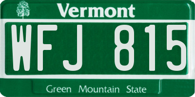 VT license plate WFJ815