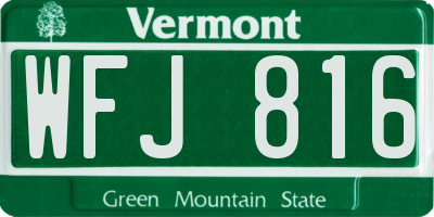 VT license plate WFJ816