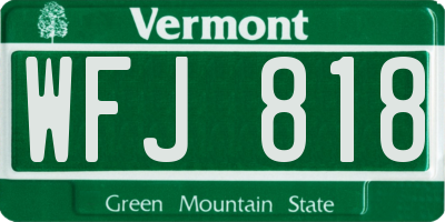 VT license plate WFJ818