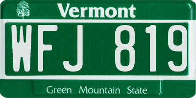 VT license plate WFJ819