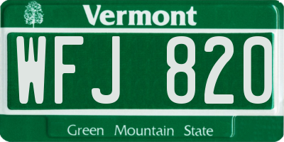 VT license plate WFJ820