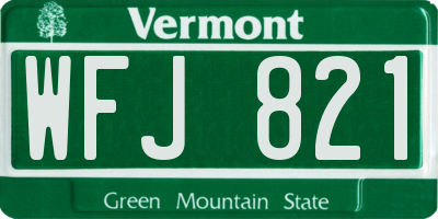 VT license plate WFJ821