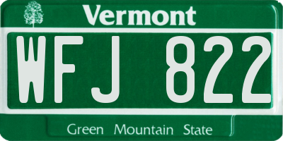 VT license plate WFJ822