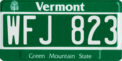 VT license plate WFJ823