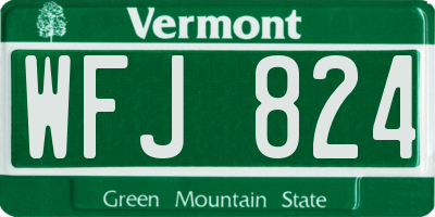 VT license plate WFJ824