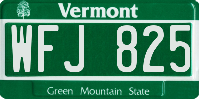 VT license plate WFJ825