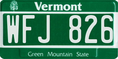 VT license plate WFJ826