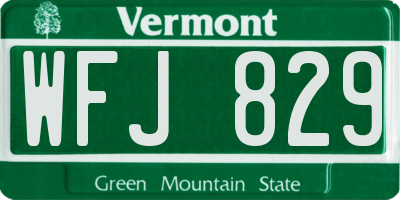 VT license plate WFJ829