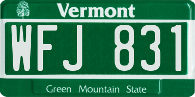 VT license plate WFJ831