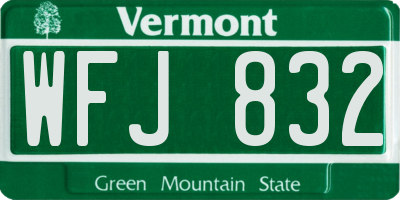VT license plate WFJ832