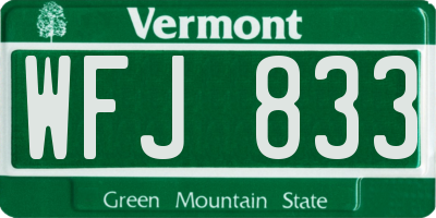 VT license plate WFJ833