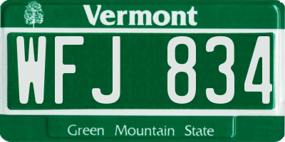 VT license plate WFJ834