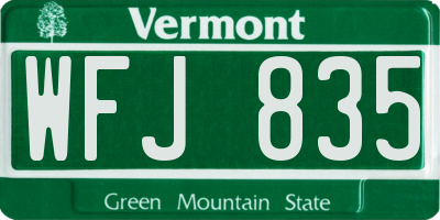 VT license plate WFJ835