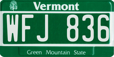 VT license plate WFJ836
