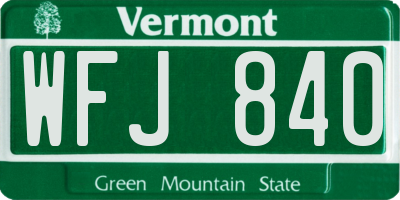 VT license plate WFJ840